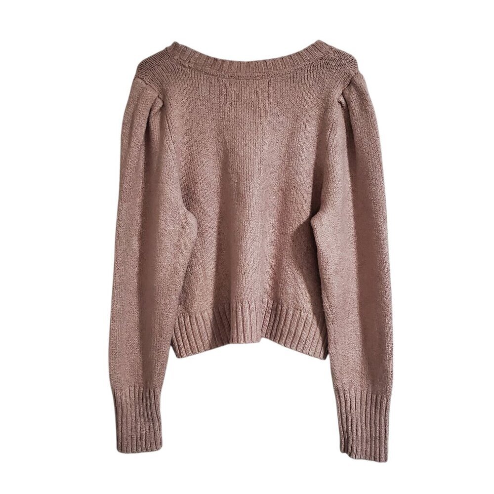 MEAVE for Anthropologie Crewneck Puff Sleeve Worn Crop Sweater - XL - Picture 3 of 9